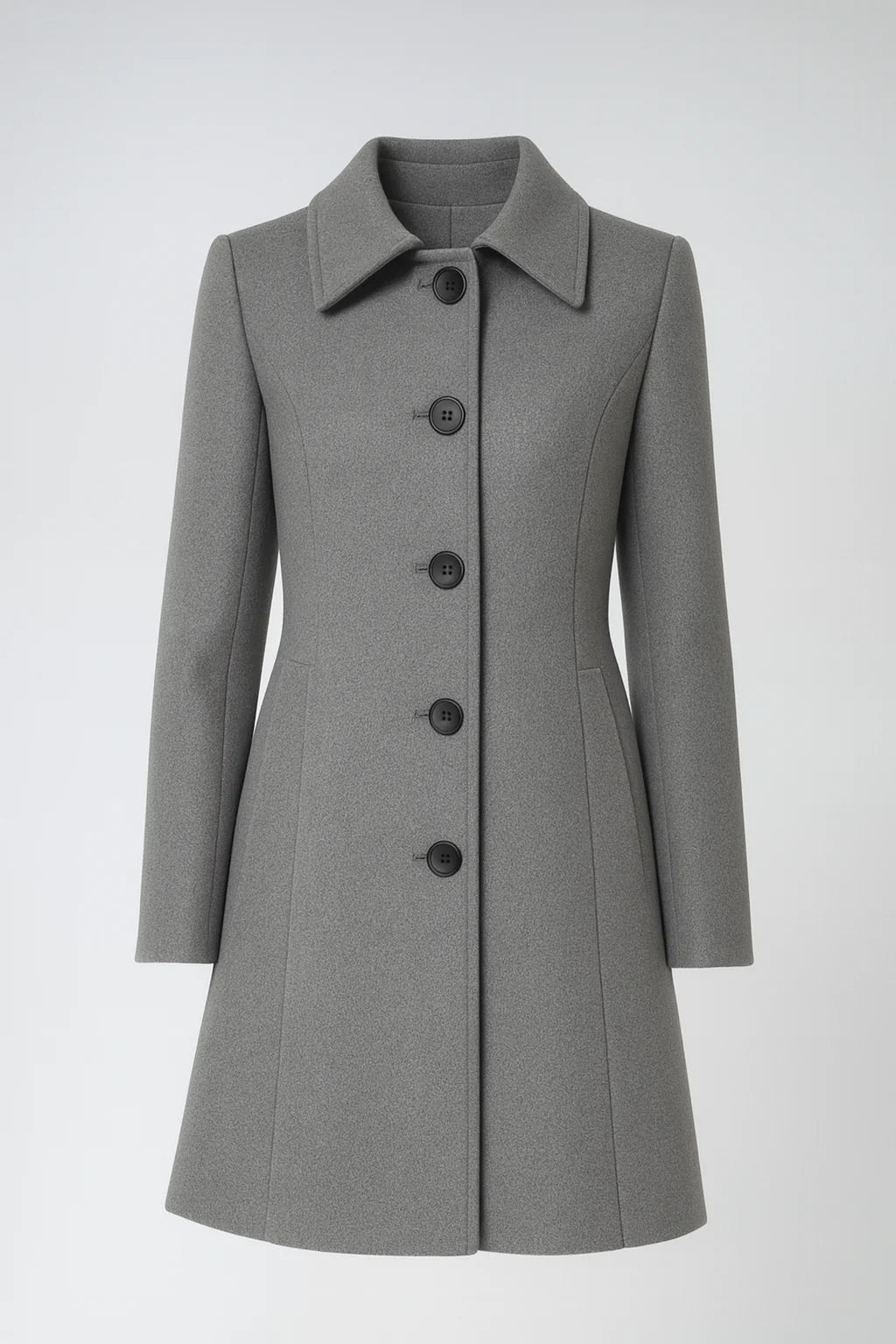 Women’S Winter Trench Coat with Shaped Waist and Button Front
