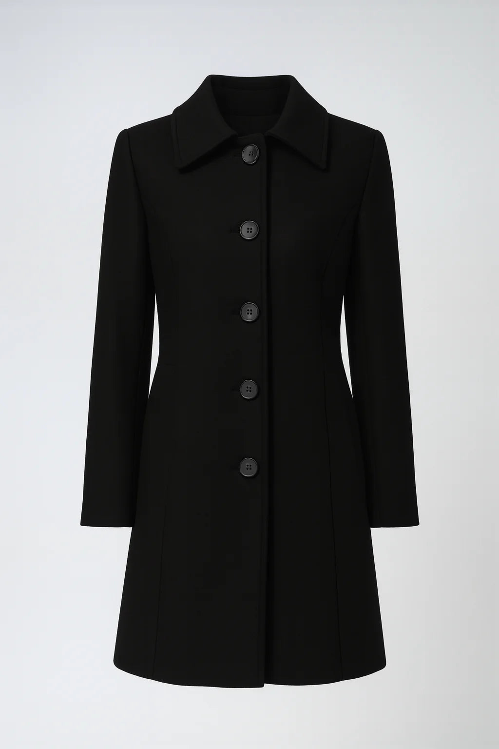 Women’S Winter Trench Coat with Shaped Waist and Button Front