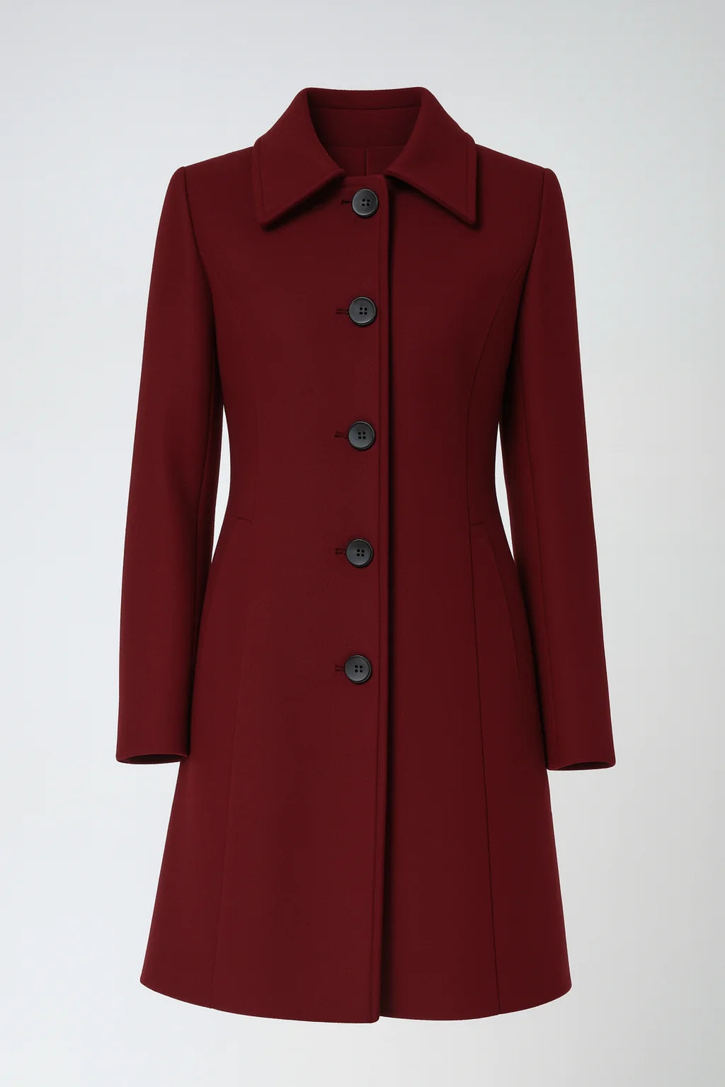 Women’S Winter Trench Coat with Shaped Waist and Button Front