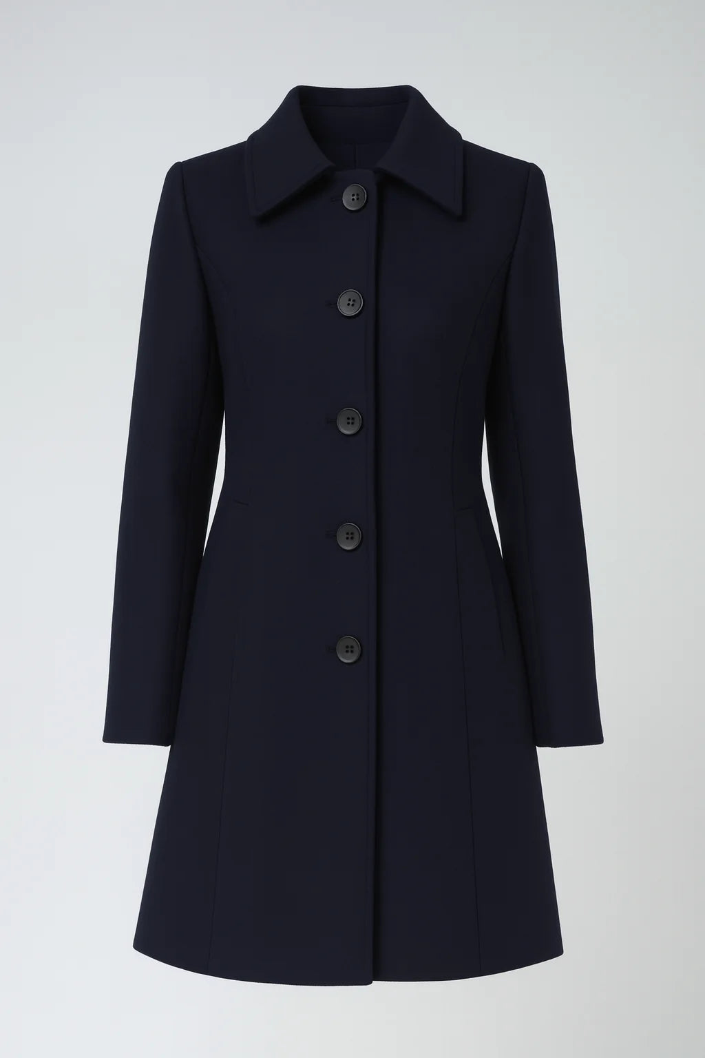 Women’S Winter Trench Coat with Shaped Waist and Button Front